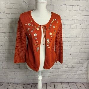 Peck & Peck Orange Cardigan Large